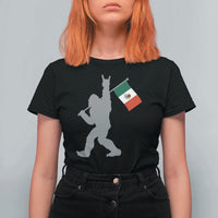 Bigfoot Rock On Hold Mexico Flag Sasquatch Believers T Shirt For Women