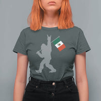 Bigfoot Rock On Hold Mexico Flag Sasquatch Believers T Shirt For Women