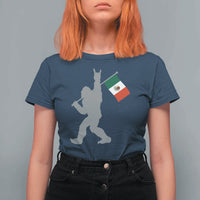 Bigfoot Rock On Hold Mexico Flag Sasquatch Believers T Shirt For Women