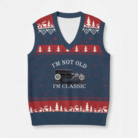 I'm Not Old I'm Classic V-Neck Knit Sweater Vest Traditional Hot Rod Sedan Tudor Fordor