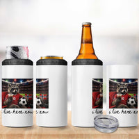 Norway Soccer Football Fan Norge Norwegian Flag 4 in 1 Can Cooler Tumbler Funny Raccoon I Live Here Now