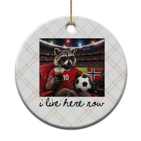 Norway Soccer Football Fan Norge Norwegian Flag Ceramic Ornament Funny Raccoon I Live Here Now