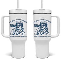 Funny Boat Captain Girl Tumbler With Handle It Is Not A Day On The Lake Until My Dinghy Comes Out - Wonder Print Shop