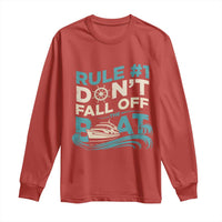 Funny Cruise Ship Long Sleeve Shirt Rule Number One Do Not Fall Off The Boat - Wonder Print Shop