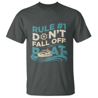 Funny Cruise Ship T Shirt Rule Number One Do Not Fall Off The Boat - Wonder Print Shop
