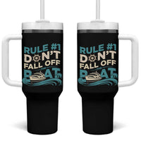 Funny Cruise Ship Tumbler With Handle Rule Number One Do Not Fall Off The Boat - Wonder Print Shop