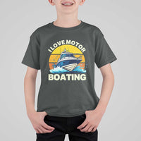 Funny Boater T Shirt For Kid I Love Motorboating - Wonder Print Shop