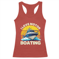 Funny Boater Racerback Tank Top I Love Motorboating - Wonder Print Shop