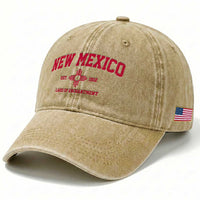 Vintage New Mexico Flag Zia Sun Souvenir Washed Cotton Baseball Cap