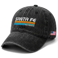 Retro Santa Fe New Mexico Distressed Souvenir Washed Cotton Baseball Cap