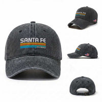 Retro Santa Fe New Mexico Distressed Souvenir Washed Cotton Baseball Cap