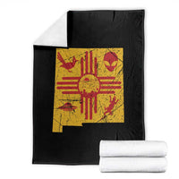 New Mexico State Map Zia Symbol Famous Icons Throw Blanket