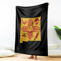 New Mexico State Map Zia Symbol Famous Icons Throw Blanket