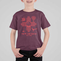 New Mexico Flag Zia Sun Souvenir T Shirt For Kid New Mexico Zia Chiles Balloon Roadrunner Yucca