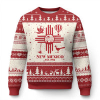 New Mexico Flag Zia Sun Souvenir Ugly Christmas Sweater New Mexico Zia Chiles Balloon Roadrunner Yucca