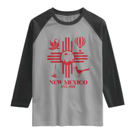 New Mexico Flag Zia Sun Souvenir Raglan Shirt New Mexico Zia Chiles Balloon Roadrunner Yucca