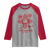 New Mexico Flag Zia Sun Souvenir Raglan Shirt New Mexico Zia Chiles Balloon Roadrunner Yucca