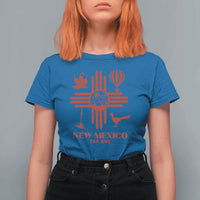 New Mexico Flag Zia Sun Souvenir T Shirt For Women New Mexico Zia Chiles Balloon Roadrunner Yucca