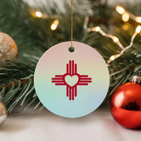 Zia Heart Symbol New Mexico Flag Shirt New Mexican Pride Ceramic Ornament