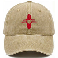Zia Heart Symbol New Mexico Flag Shirt New Mexican Pride Washed Cotton Baseball Cap