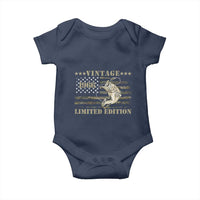 60th Birthday Fishing Vintage 1966 Limited Edition Baby Onesie Bass Fishing Camouflage American Flag Fisherman Gift