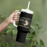 60th Birthday Fishing Vintage 1966 Limited Edition Tumbler With Handle Bass Fishing Camouflage American Flag Fisherman Gift