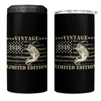 80th Birthday Fishing Vintage 1946 Limited Edition 4 in 1 Can Cooler Tumbler Bass Fishing Camouflage American Flag Fisherman Gift