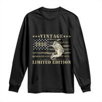 80th Birthday Fishing Vintage 1946 Limited Edition Long Sleeve Shirt Bass Fishing Camouflage American Flag Fisherman Gift