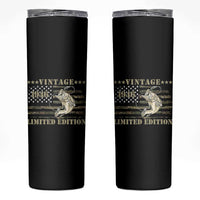 80th Birthday Fishing Vintage 1946 Limited Edition Skinny Tumbler Bass Fishing Camouflage American Flag Fisherman Gift