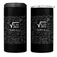 60th Birthday Math 4 in 1 Can Cooler Tumbler Square Root of 3600 Funny Math Nerd 60 Year Old Gift