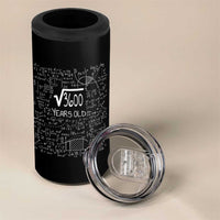 60th Birthday Math 4 in 1 Can Cooler Tumbler Square Root of 3600 Funny Math Nerd 60 Year Old Gift