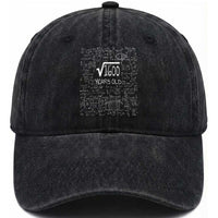 40th Birthday Math Washed Cotton Baseball Cap Square Root of 1600 Funny Math Nerd 40 Year Old Gift