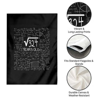 18th Birthday Math Garden Flag Square Root of 324 Funny Math Nerd 18 Year Old Gift