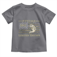 65th Birthday Fishing Vintage 1961 Limited Edition Toddler T Shirt Bass Fishing Camouflage American Flag Fisherman Gift
