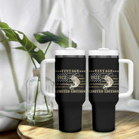 55th Birthday Fishing Vintage 1971 Limited Edition Tumbler With Handle Bass Fishing Camouflage American Flag Fisherman Gift