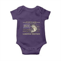 50th Birthday Fishing Vintage 1976 Limited Edition Baby Onesie Bass Fishing Camouflage American Flag Fisherman Gift
