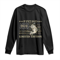 50th Birthday Fishing Vintage 1976 Limited Edition Long Sleeve Shirt Bass Fishing Camouflage American Flag Fisherman Gift