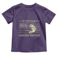 50th Birthday Fishing Vintage 1976 Limited Edition Toddler T Shirt Bass Fishing Camouflage American Flag Fisherman Gift