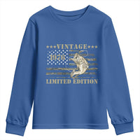 50th Birthday Fishing Vintage 1976 Limited Edition Youth Sweatshirt Bass Fishing Camouflage American Flag Fisherman Gift
