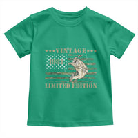 45th Birthday Fishing Vintage 1981 Limited Edition Toddler T Shirt Bass Fishing Camouflage American Flag Fisherman Gift