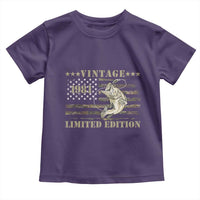 45th Birthday Fishing Vintage 1981 Limited Edition Toddler T Shirt Bass Fishing Camouflage American Flag Fisherman Gift