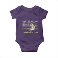 40th Birthday Fishing Vintage 1986 Limited Edition Baby Onesie Bass Fishing Camouflage American Flag Fisherman Gift