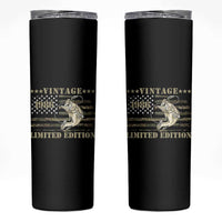 40th Birthday Fishing Vintage 1986 Limited Edition Skinny Tumbler Bass Fishing Camouflage American Flag Fisherman Gift
