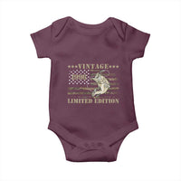 30th Birthday Fishing Vintage 1996 Limited Edition Baby Onesie Bass Fishing Camouflage American Flag Fisherman Gift