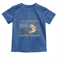 30th Birthday Fishing Vintage 1996 Limited Edition Toddler T Shirt Bass Fishing Camouflage American Flag Fisherman Gift