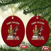 Funny Santa Hunting Ceramic Ornament Carry The Rack Cowboy Style - Wonder Print Shop