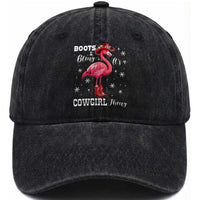 Cowboy Flamingo Washed Cotton Baseball Cap Boots And Bling It Is A Cowgirl Thing