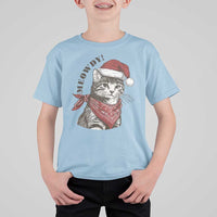 Cowboy Cat Christmas T Shirt For Kid Meowdy Western Rodeo - Wonder Print Shop