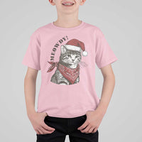 Cowboy Cat Christmas T Shirt For Kid Meowdy Western Rodeo - Wonder Print Shop