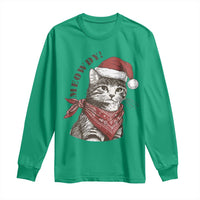 Cowboy Cat Christmas Long Sleeve Shirt Meowdy Western Rodeo - Wonder Print Shop